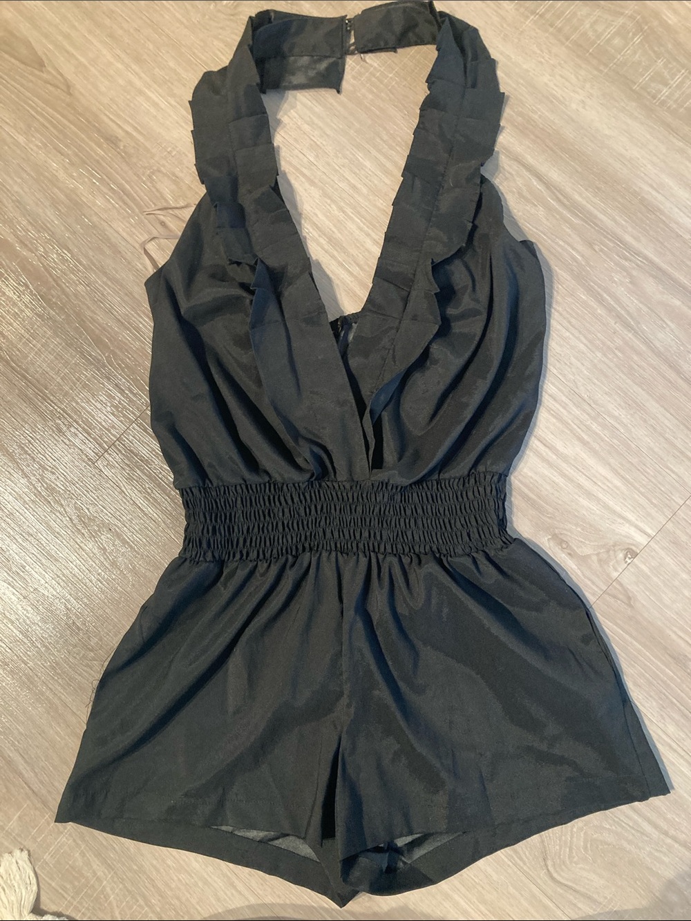 NWT!!! Grass collection from Macys Black Ruffled V-Neck Sleeveless Romper